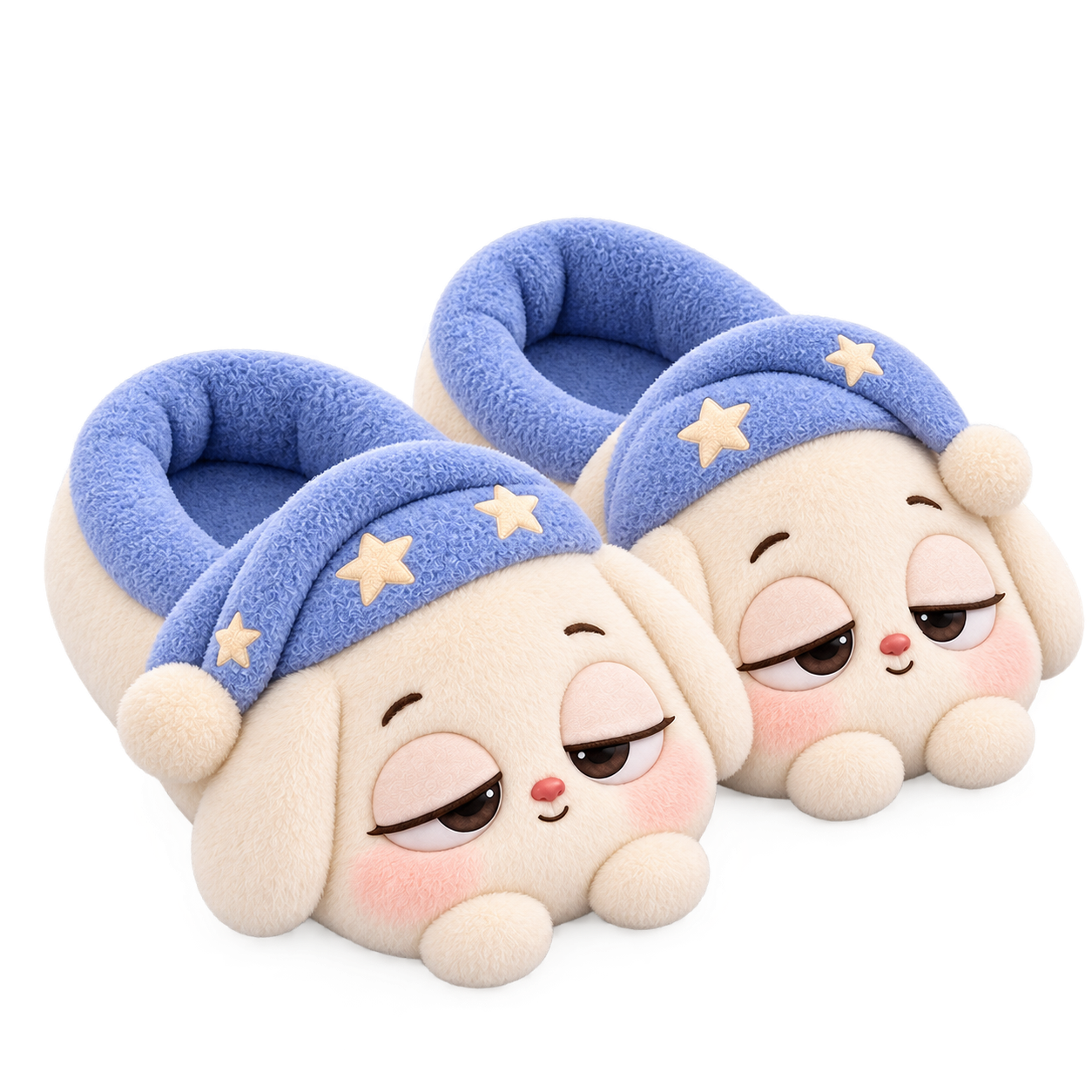 Pair of SnoozyFace character slippers
