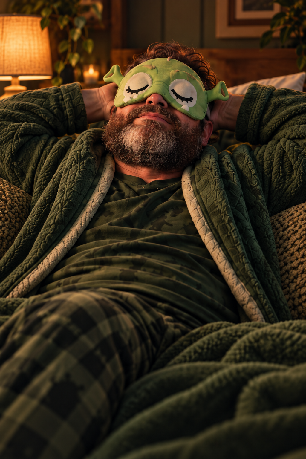 A grown-up wearing the Ogre SnoozyFace